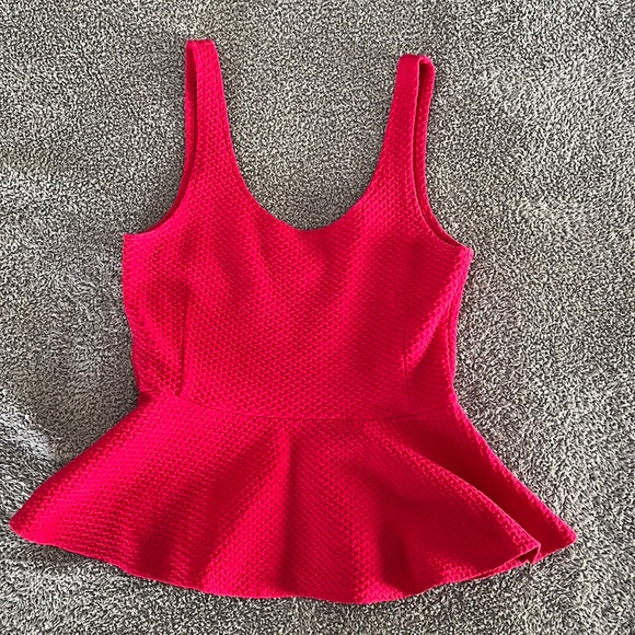 Ganni Tops - Ganni Magenta Textured Peplum Stretch Top size XS